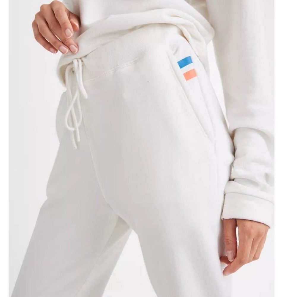 Splits59 White Track Joggers with Blue and Coral Accents